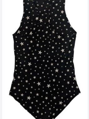 gaze Black Star-Print Sleeveless Bodysuit